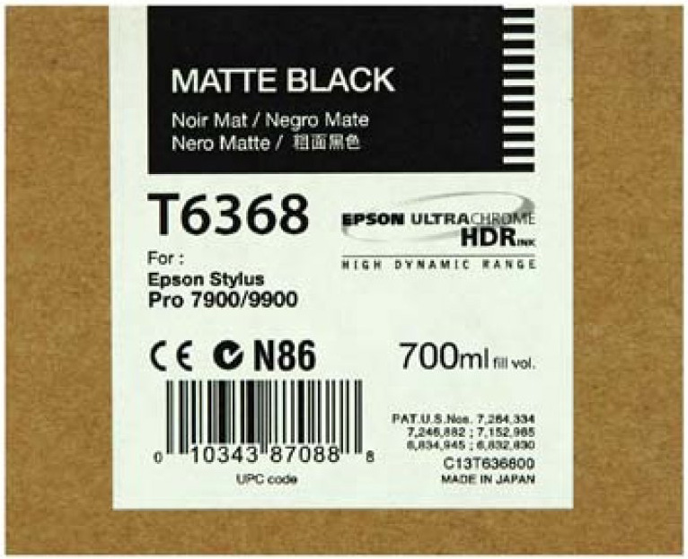 Картридж для плоттеров Epson T6368 Matte Black 700 мл (C13T636800)