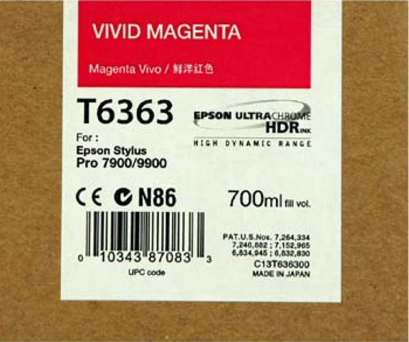 Картридж для плоттеров Epson T6363 Vivid Magenta 700 мл (C13T636300)