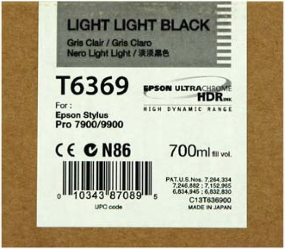 Картридж для плоттеров Epson T6369 Light Light Black 700 мл (C13T636900)